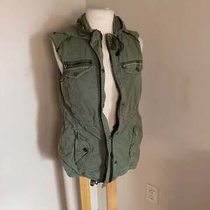 Marrakech Olive Green Utility Hooded Vest Size L